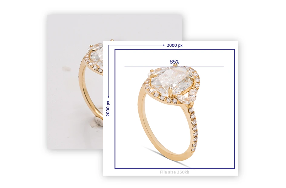 “Jewelry with cropped and resized images”, “Jewelry with optimized images”, “Jewelry with improved image quality”, “Jewelry with resized images”.